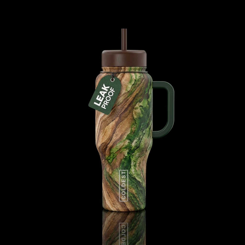 Textured Brown and Green Marble water bottle design