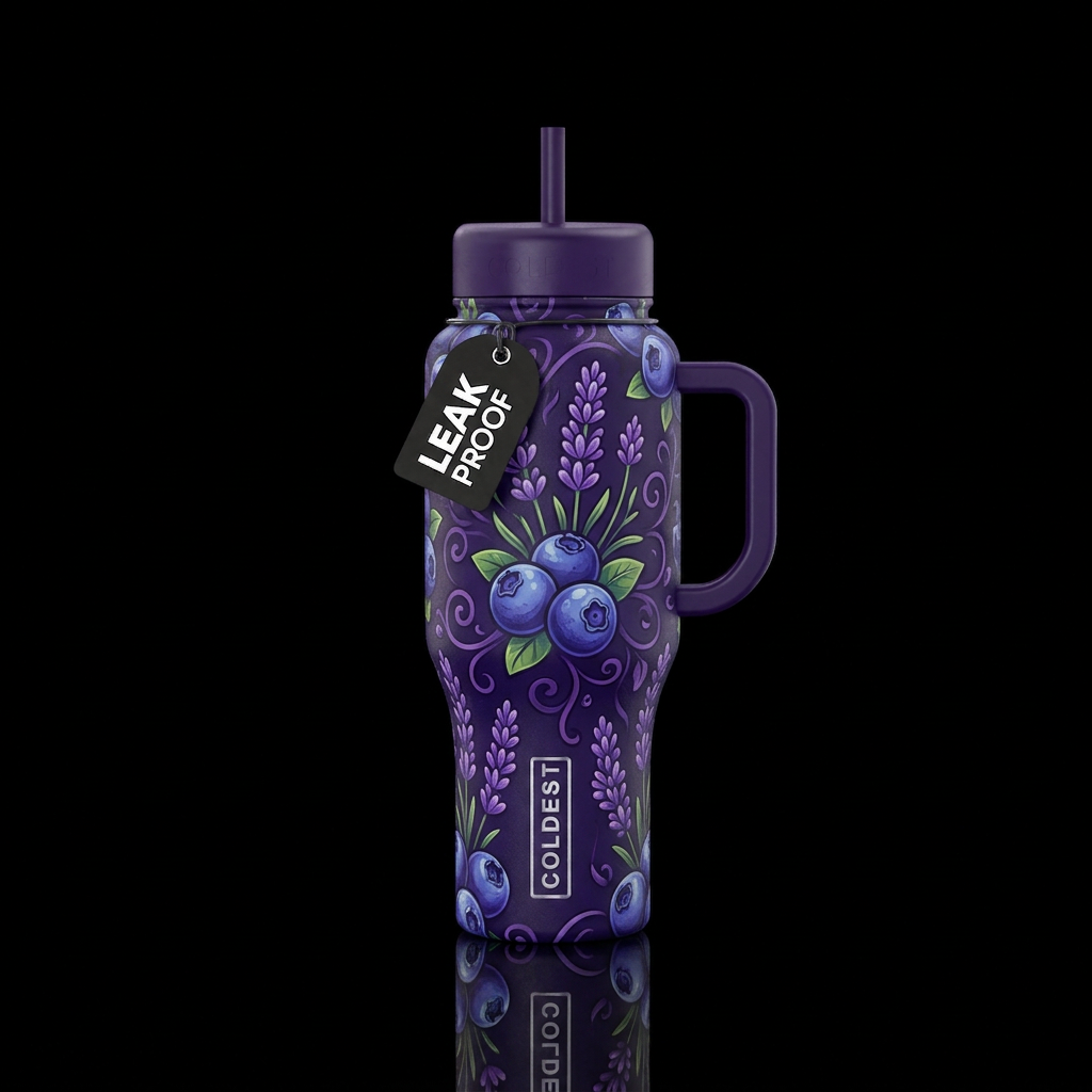 Deep Dark Purple & Blueberries water bottle design