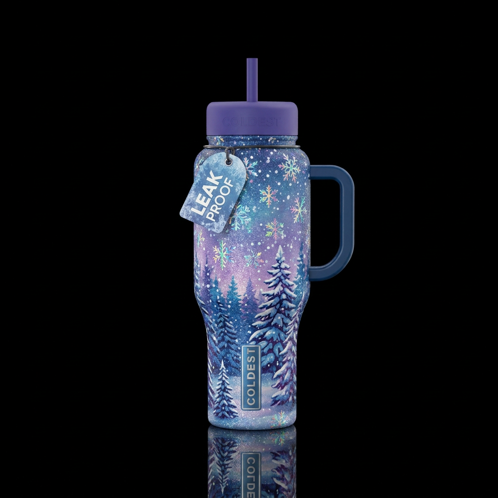 The Magic of Snow water bottle design