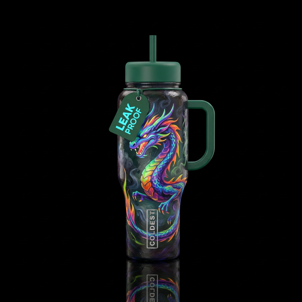 Rainbow Dragon water bottle design