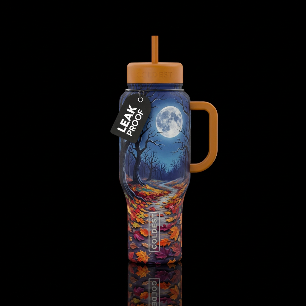 Autumn Moonlight Walk water bottle design