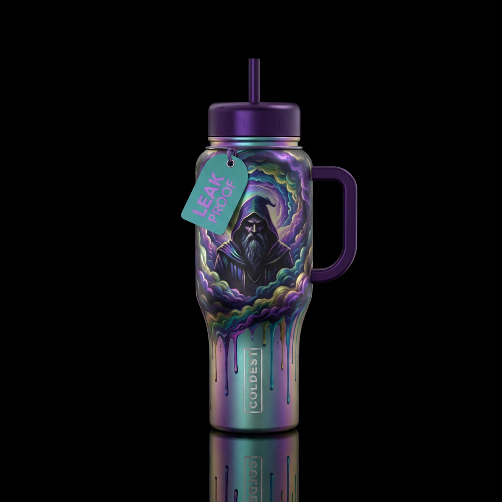 Portrait of a Wizard water bottle design