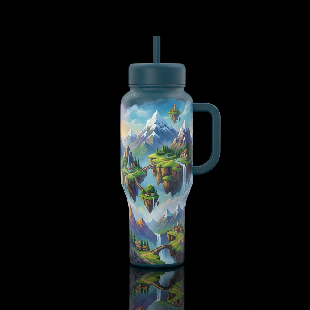 City in The Sky water bottle design