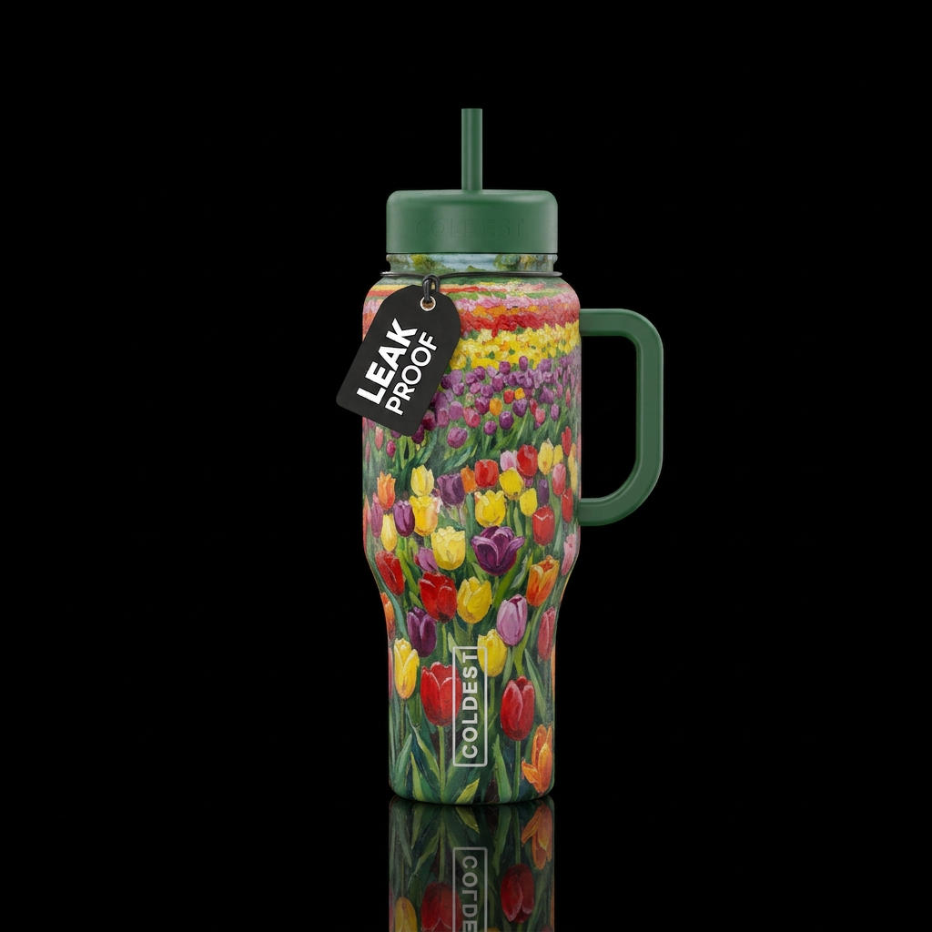 Tulip Fields water bottle design