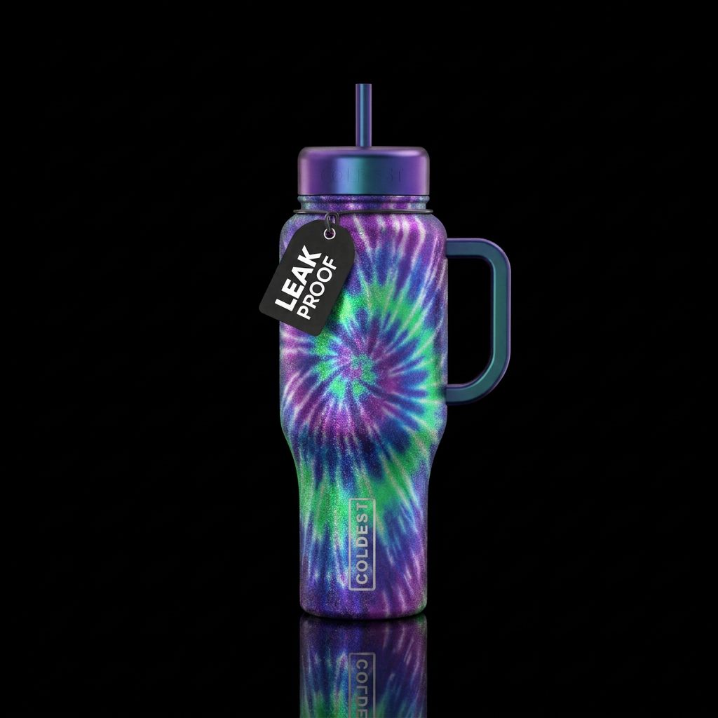 Multi Colored Tie Dyed water bottle design