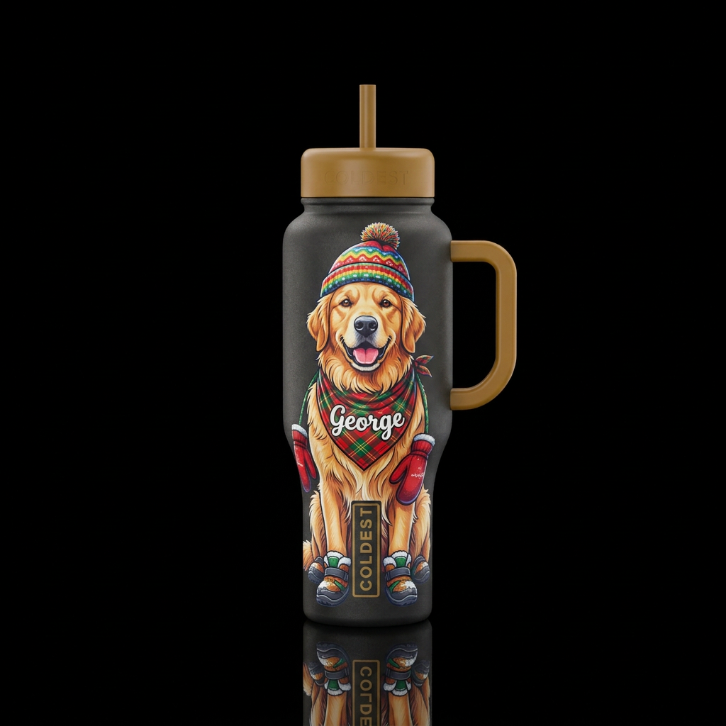Christmas Golden Boy water bottle design