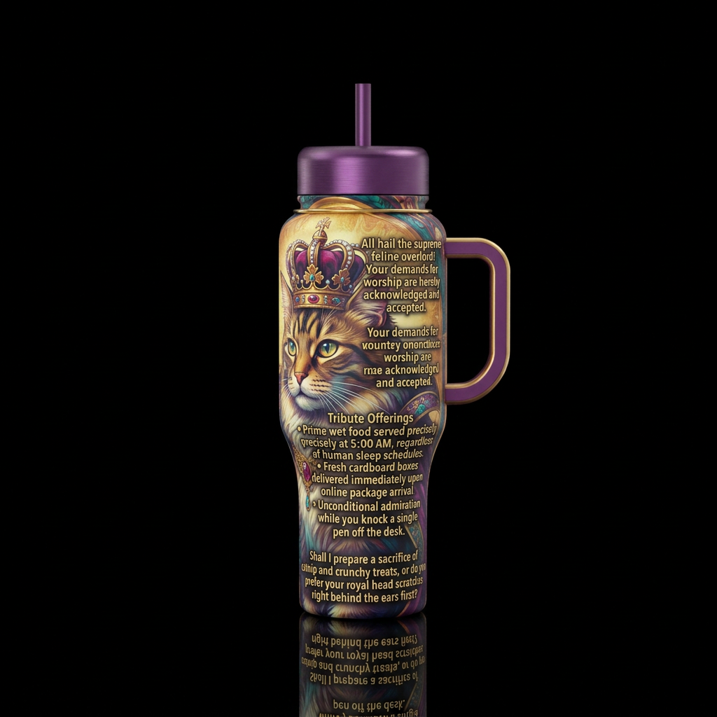Feline Overlord water bottle design