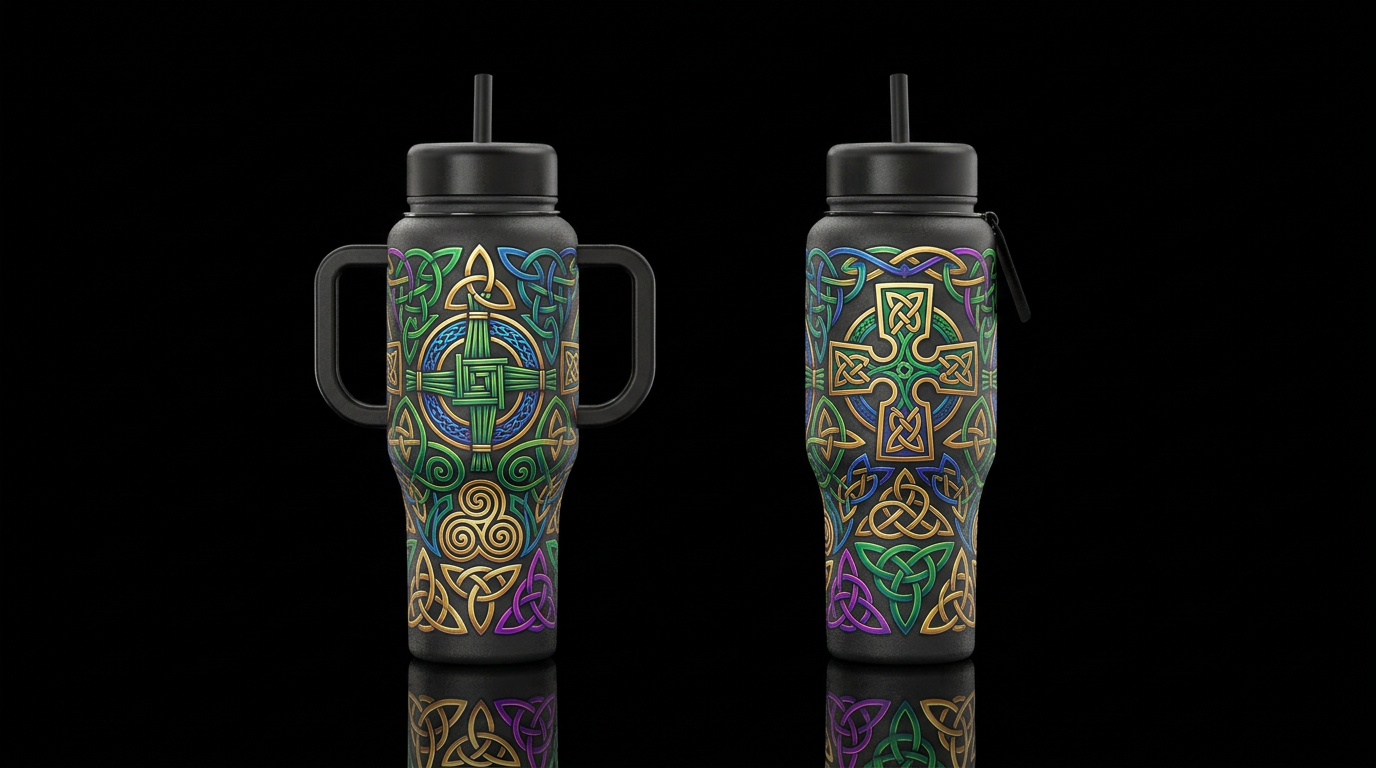 St Brigid's Cross water bottle design