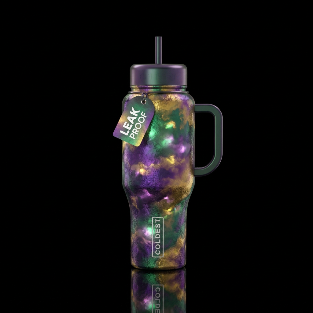 Mardi Gras water bottle design