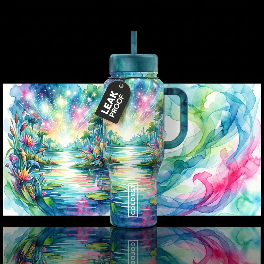 Wetlands in Watercolor water bottle design