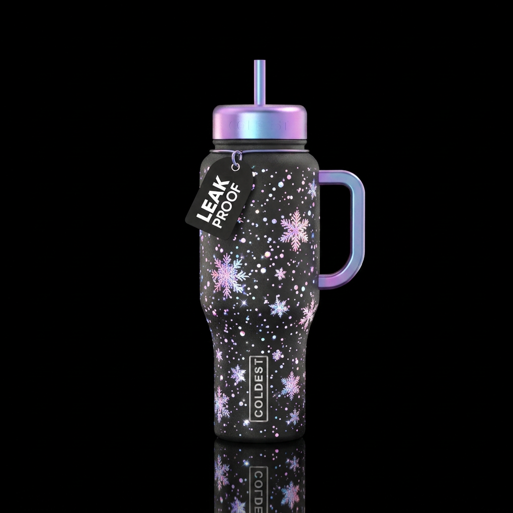 Peaceful Snowfall water bottle design
