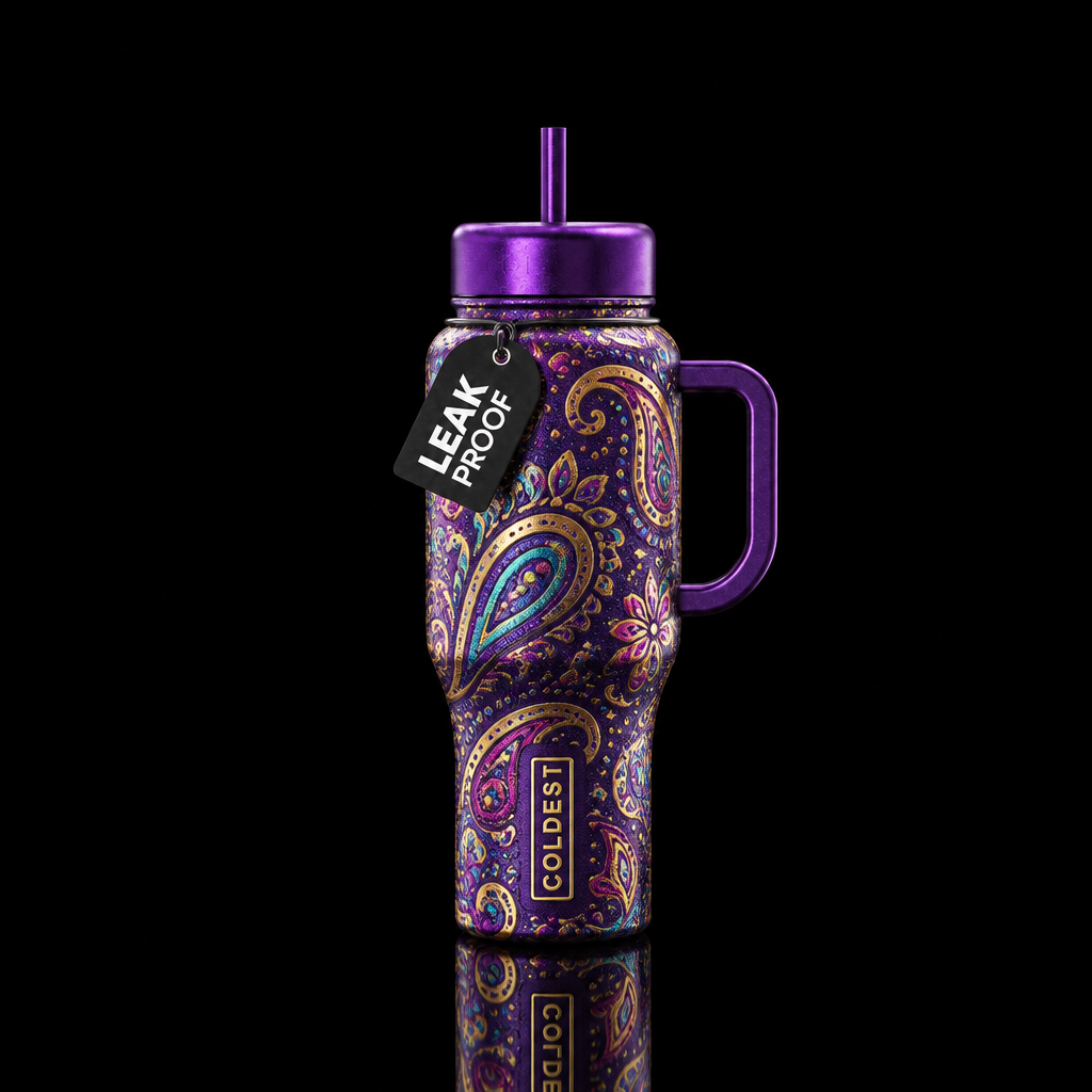 Purple Paisley water bottle design