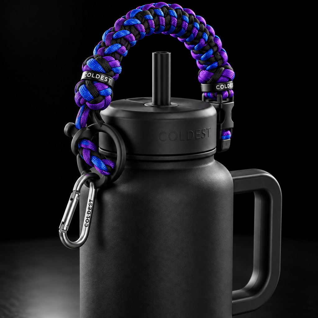 Purple and Cobalt Blue water bottle design