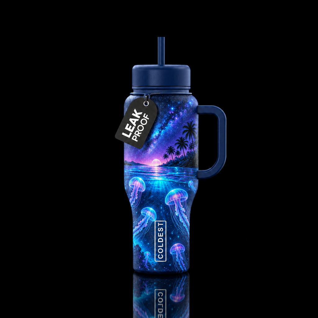 Bloom of Glowie Jellyfish water bottle design