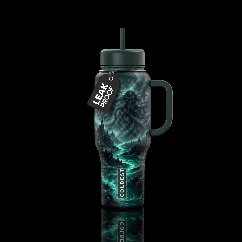 Lovecraftian Darkness River water bottle design