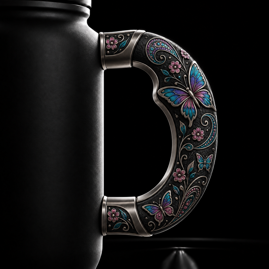 Black Butterfly water bottle design