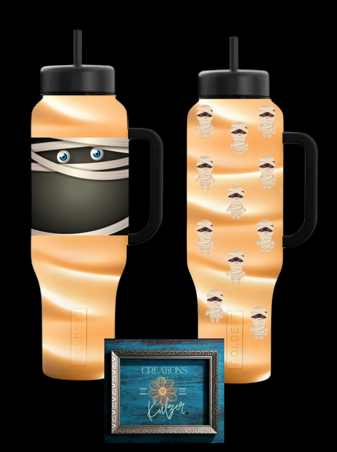 Mama mummy and baby mummies water bottle design