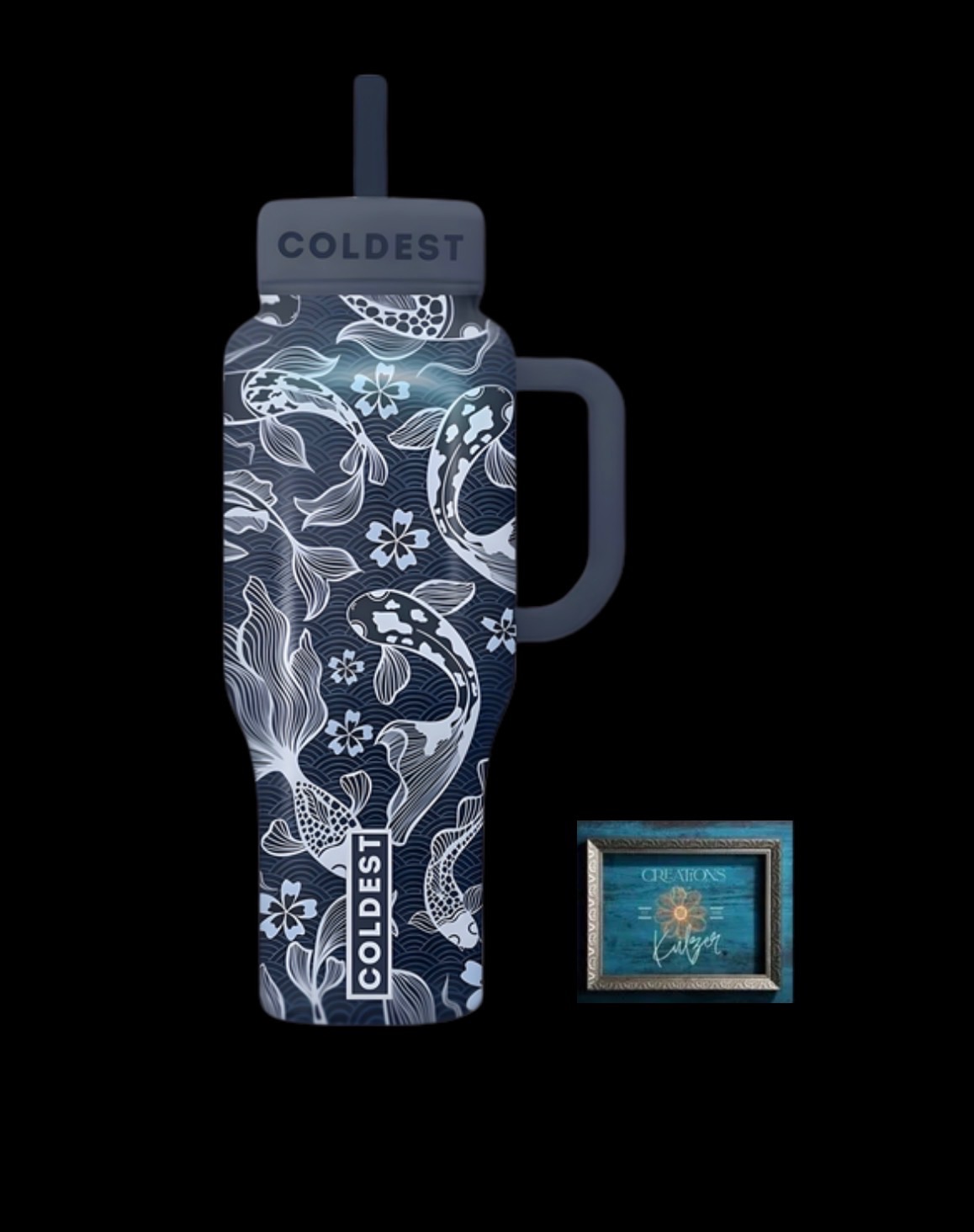 Butterfly koi water bottle design