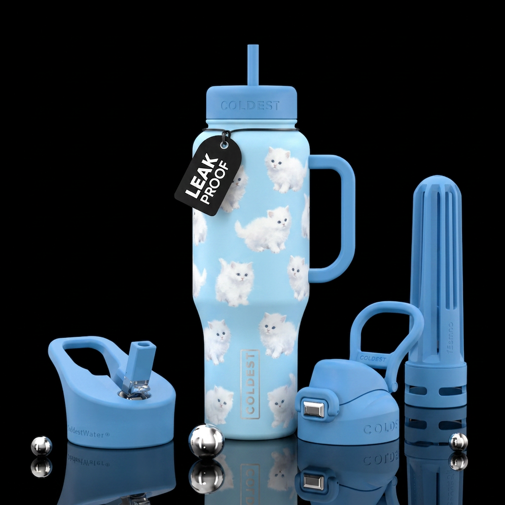 Fluffy Skies water bottle design