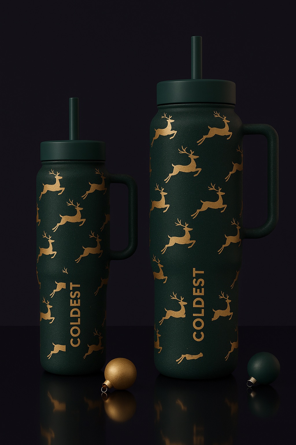 Christmas reindeer water bottle design