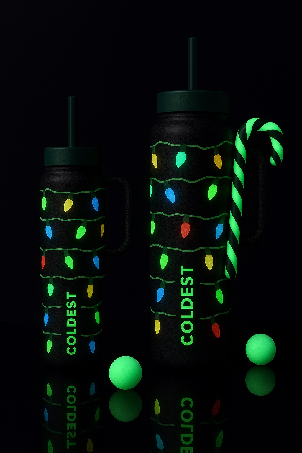 Glowie Christmas lights water bottle design