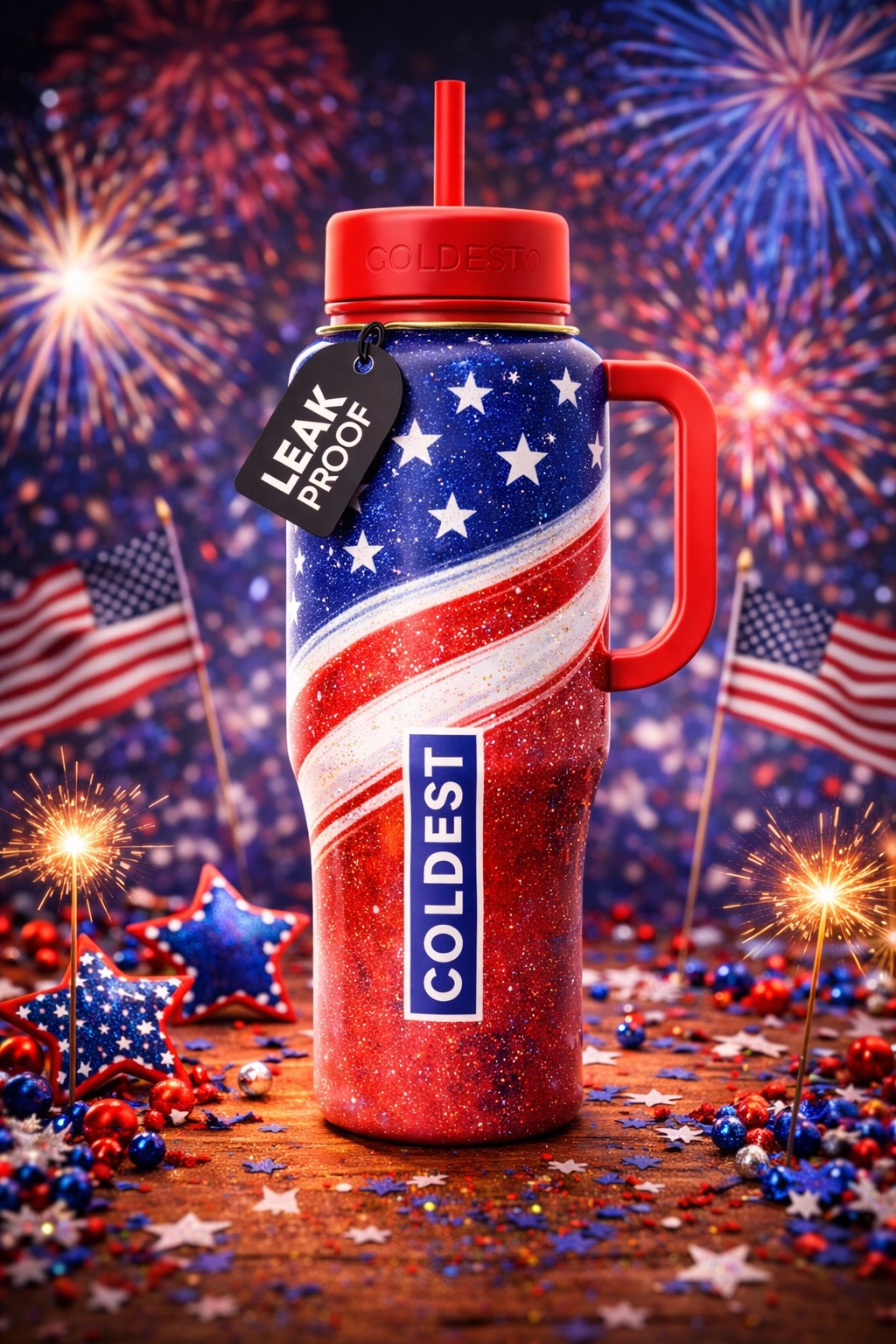 Laura 4th of July water bottle design