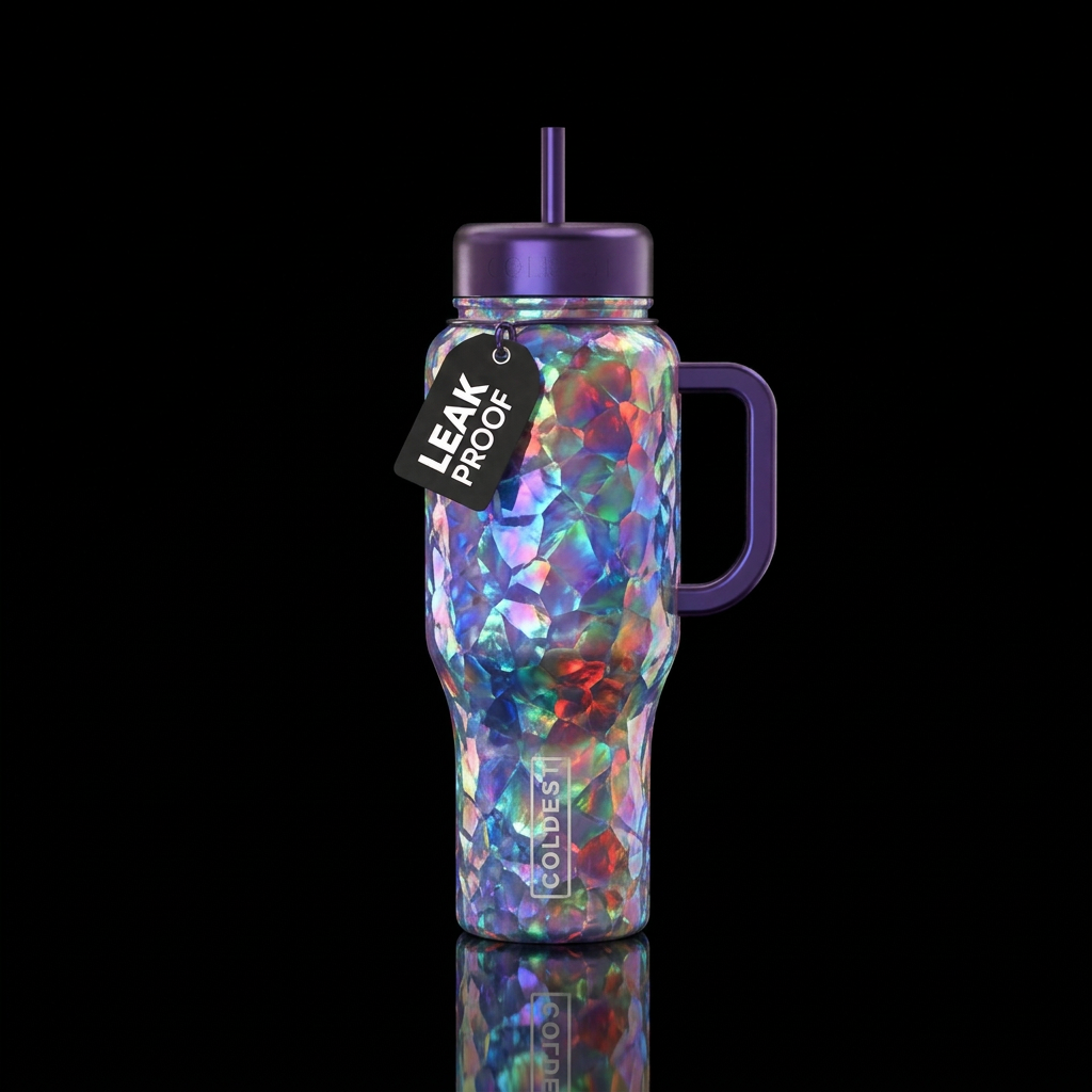 beautiul, gemstone, irridescent, opalescent, shiny... water bottle design