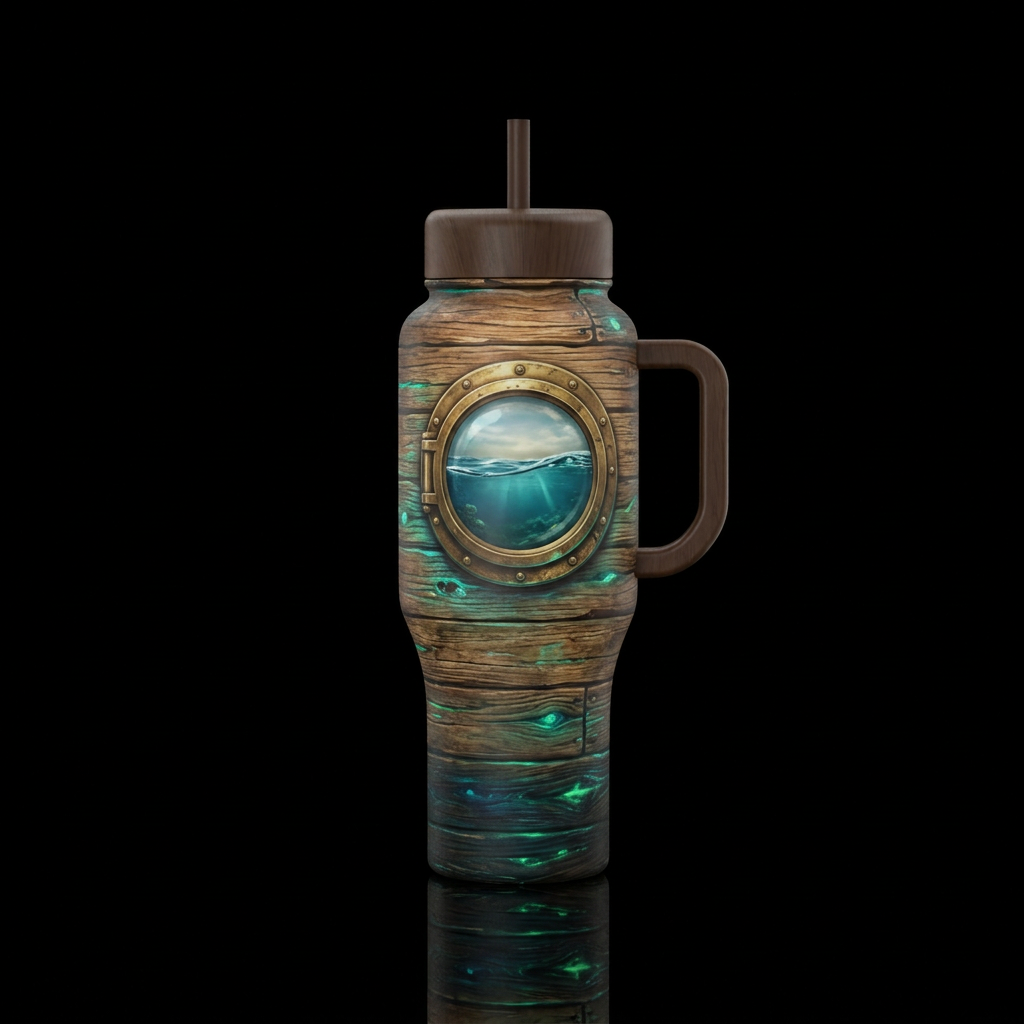 Wooden hull side of a ship and have a closed port ... water bottle design