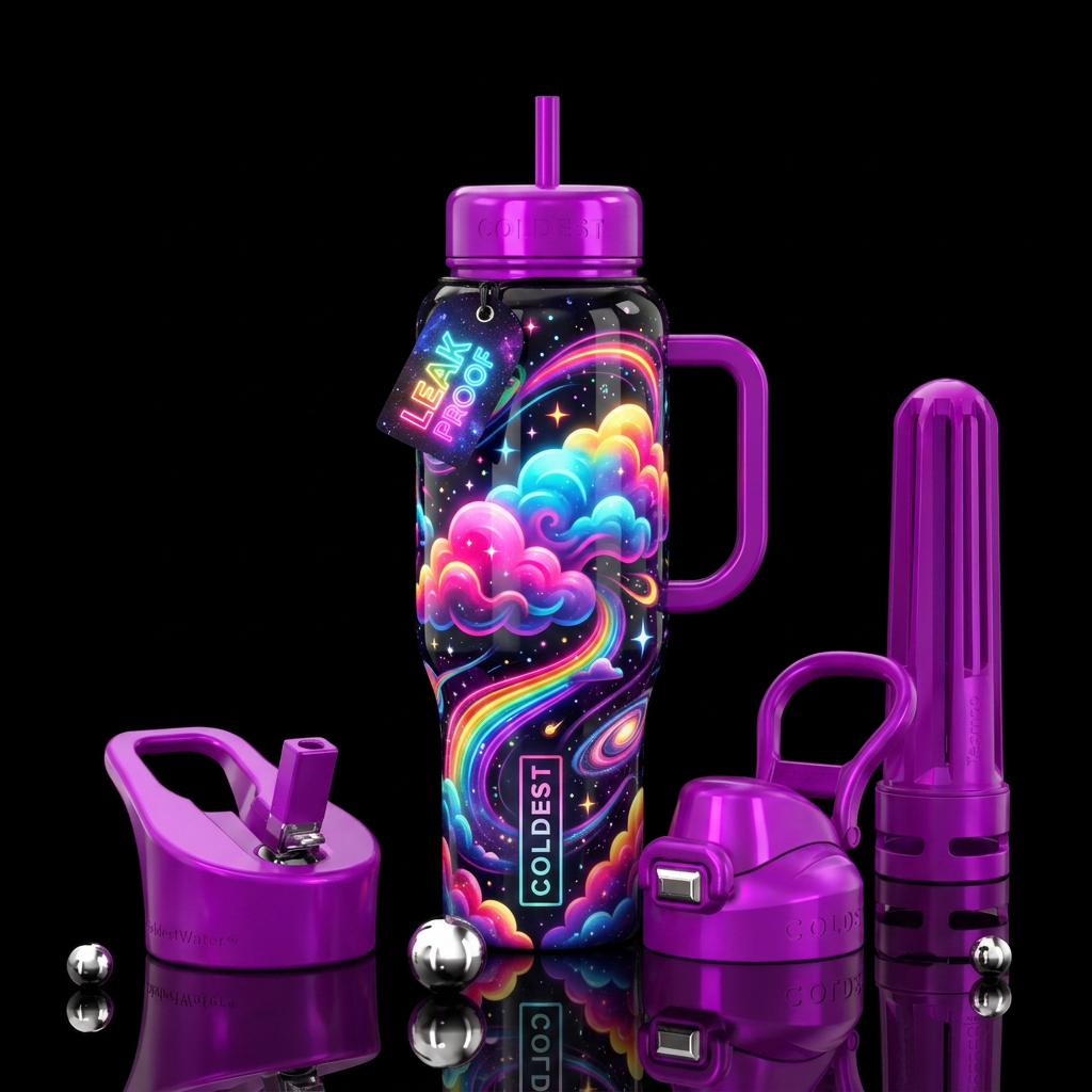 Happy clouds water bottle design