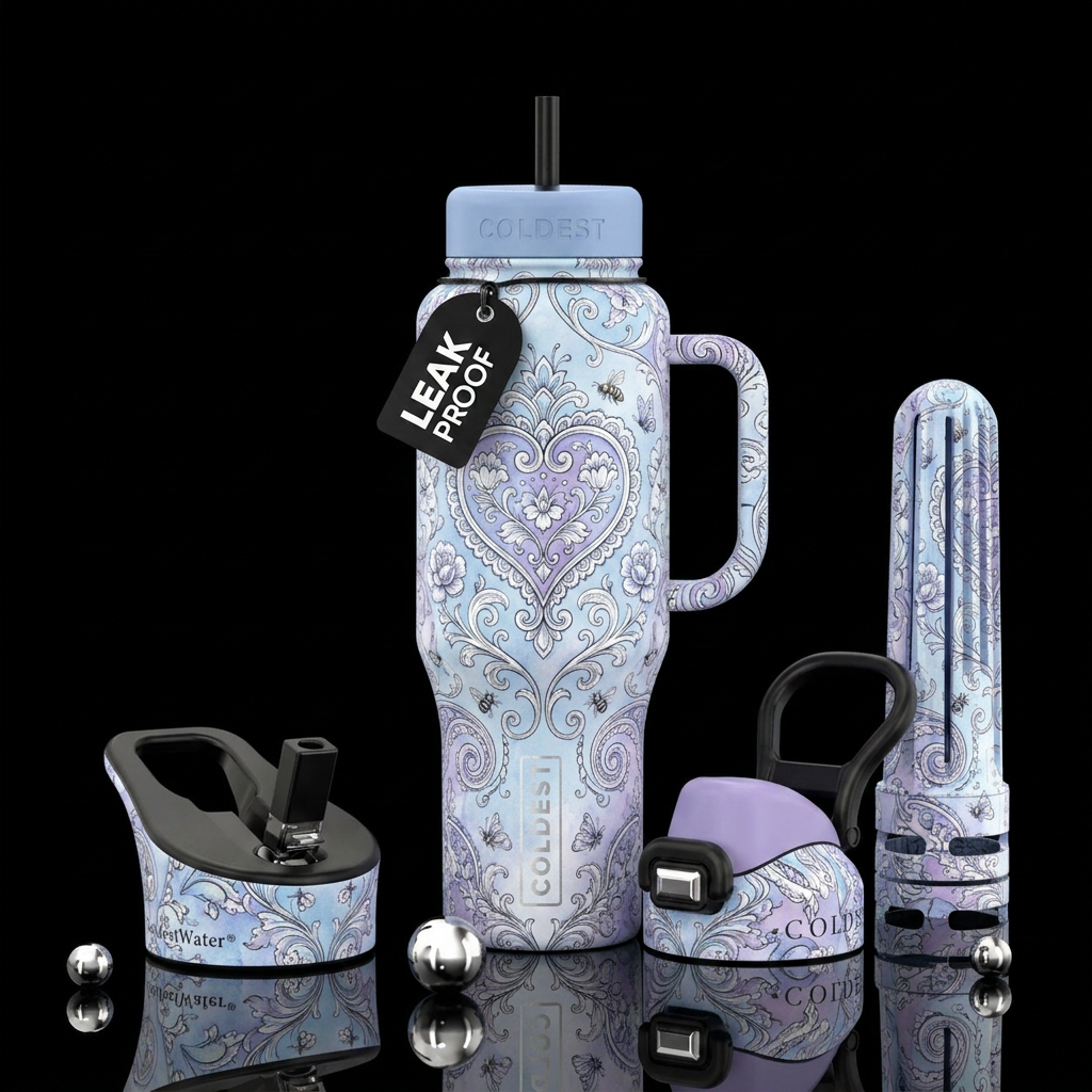 Blooming heart water bottle design