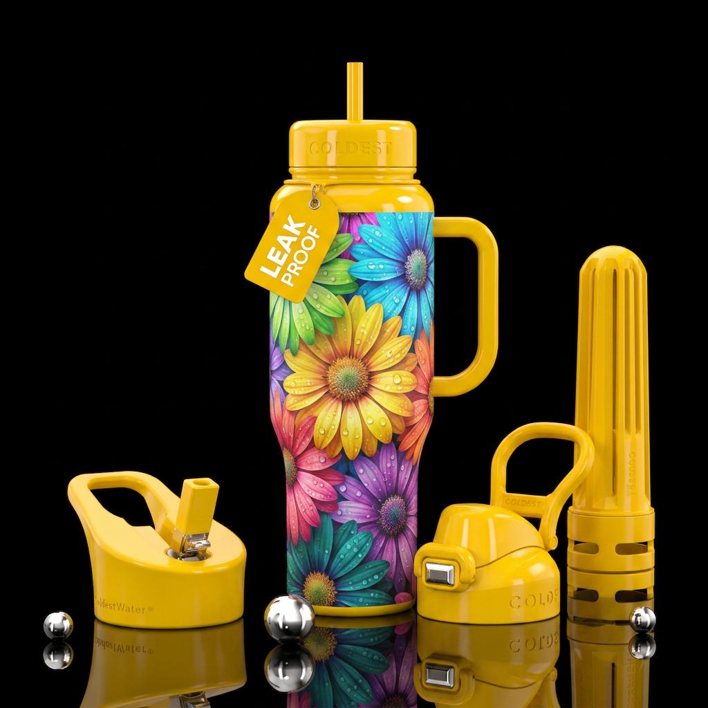 Flower bloom water bottle design