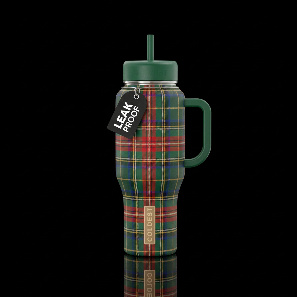 Plaid water bottle design