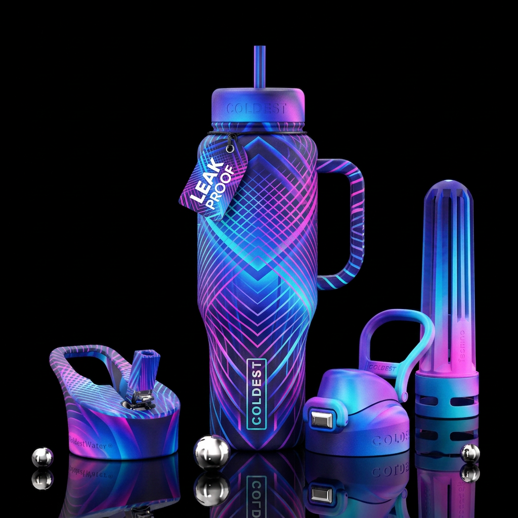 gradient, provocative, hypnotic, geometric, darkwa... water bottle design