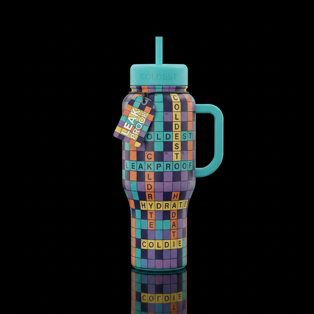 Coldie crossword puzzle water bottle design