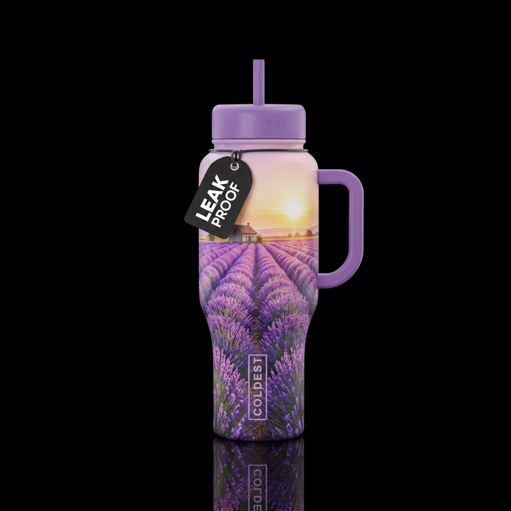 Lavender fields water bottle design