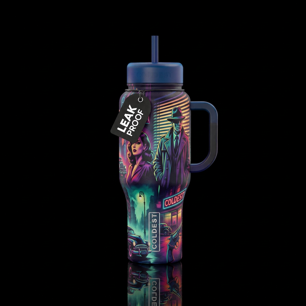 Film noir water bottle design