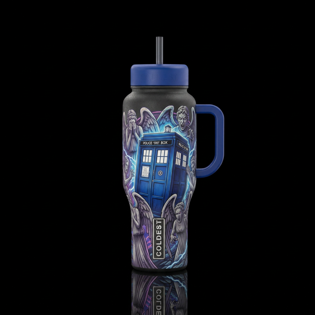 Weeping angel the angels have the phone box water bottle design