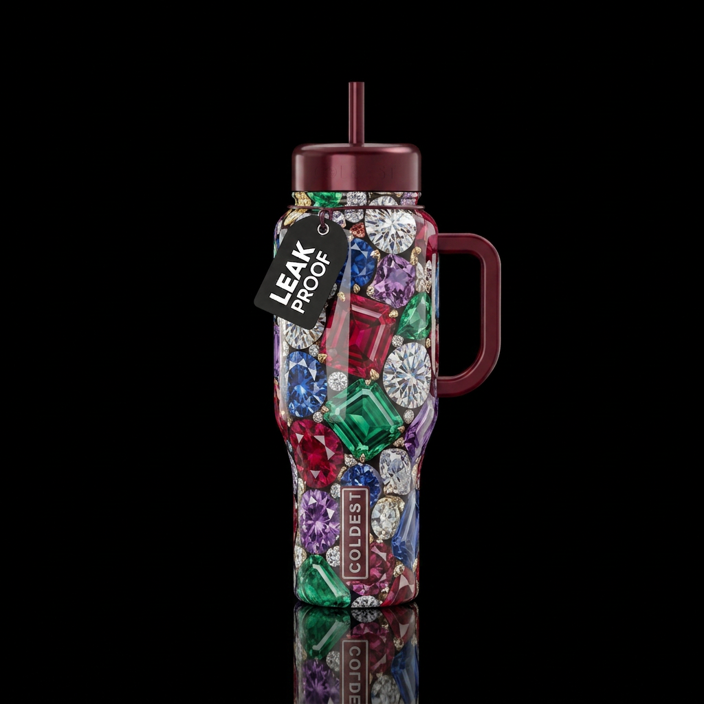 series of gemstone / birthstone tumblers with intr... water bottle design