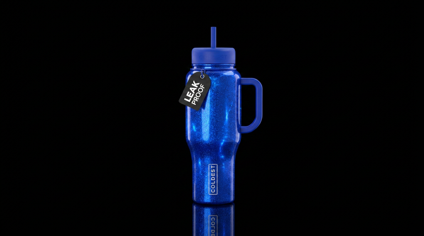 glowie, sparkly, cobalt water bottle design