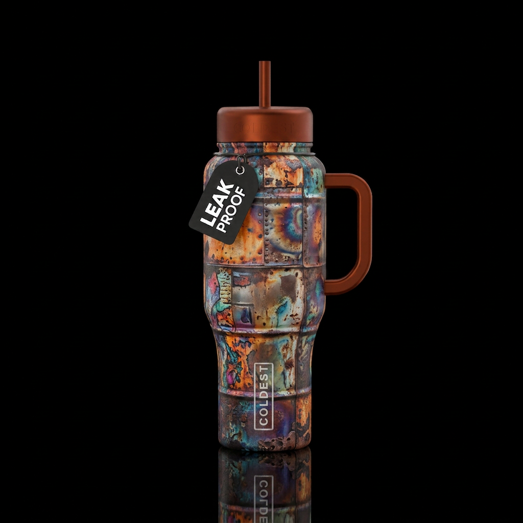 Exotic burn barrel water bottle design