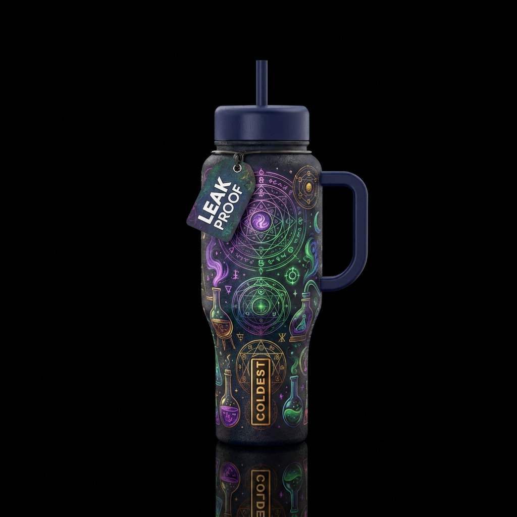 The Dark Alchemist water bottle design
