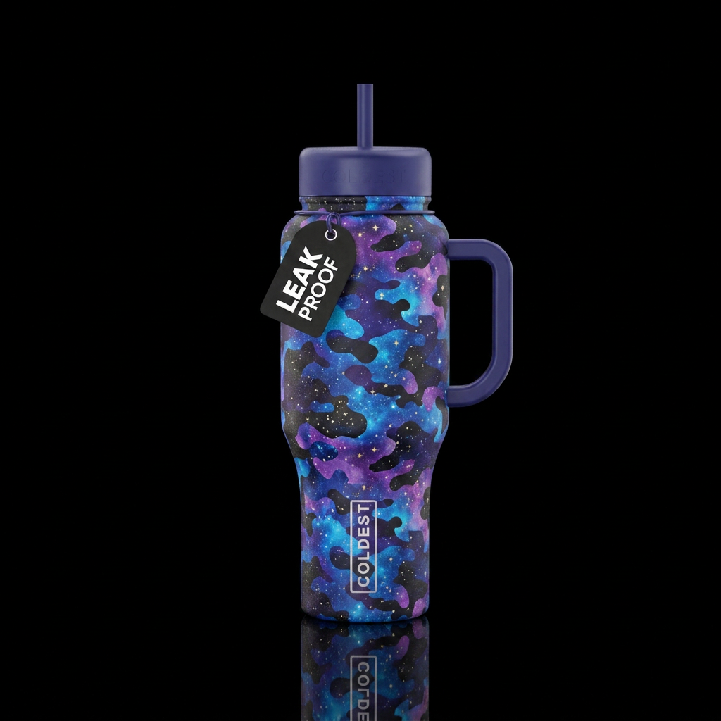 Cosmic Camo water bottle design