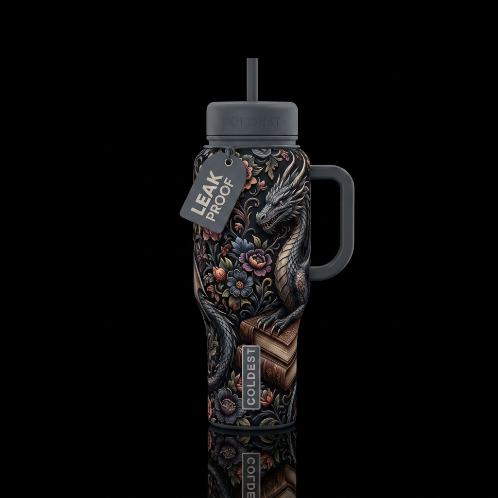 Dragon Reader water bottle design