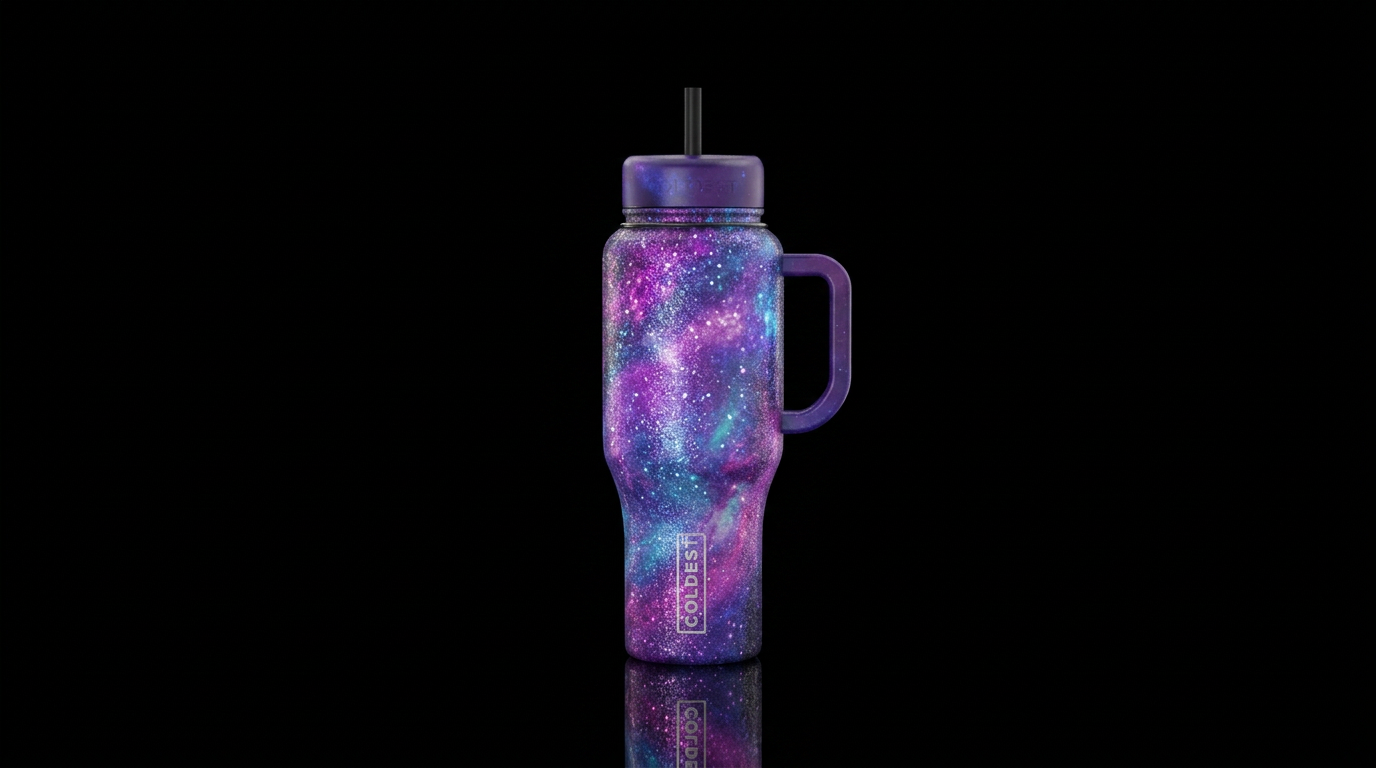 Glitter nebula water bottle design