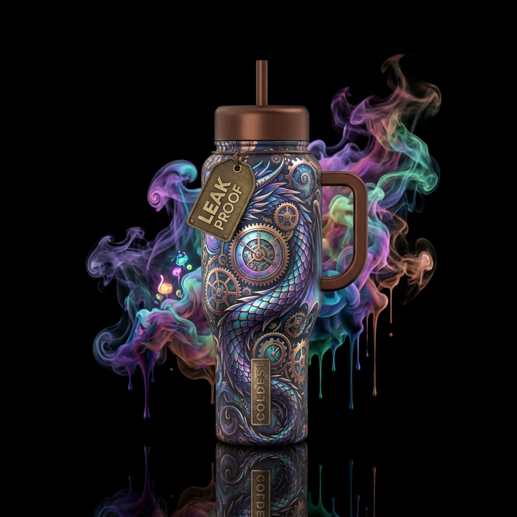 Steam Punk Dragon water bottle design