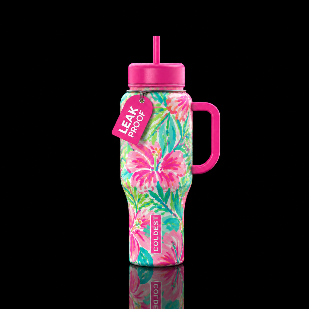 Painted Hibiscus water bottle design