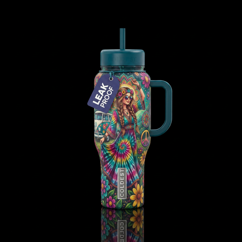 Hippy chick water bottle design