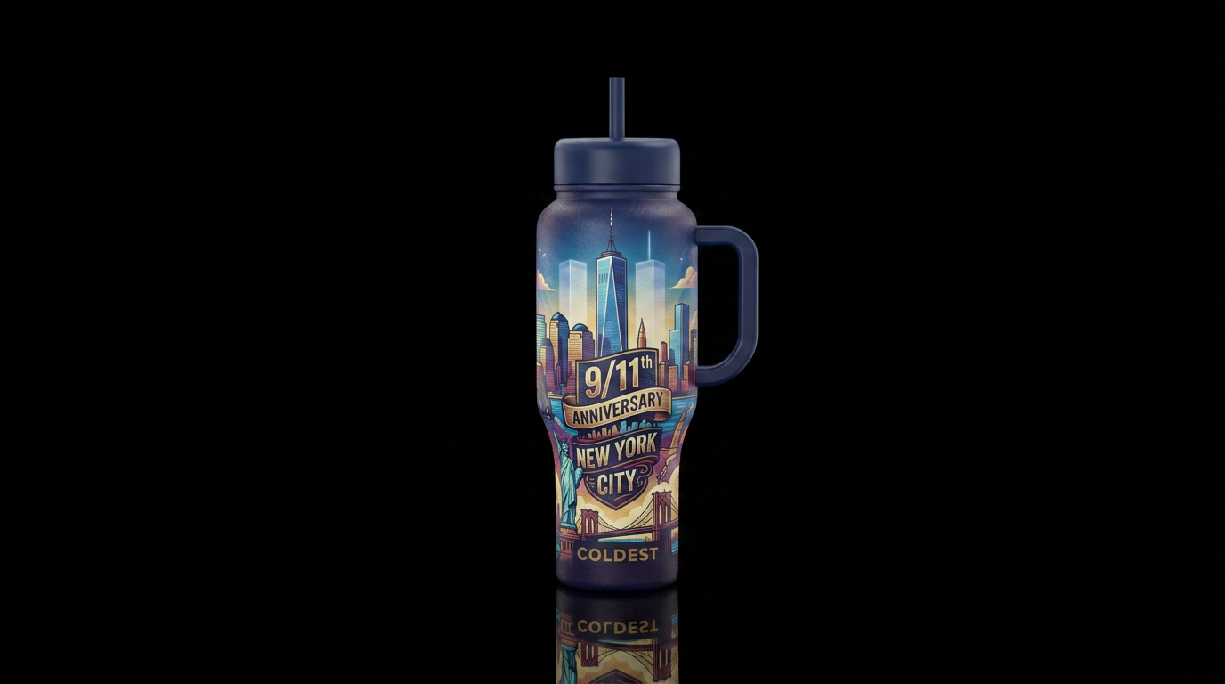9/11 25th anniversary ny water bottle design