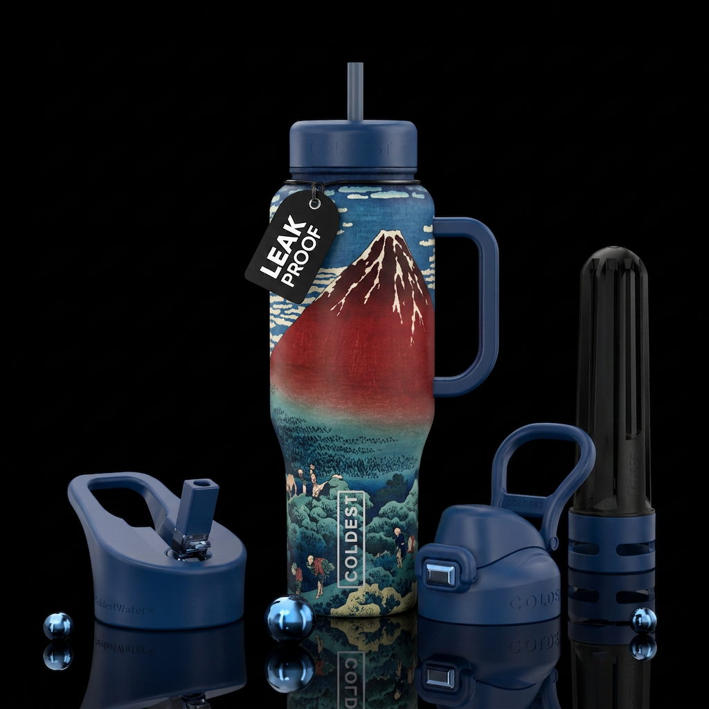 Fugaku Sanjurokkei: Gaifu Kaisei water bottle design
