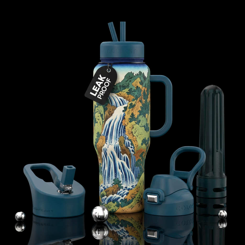 Kirifuri waterfall at Kurokami Mountain in Shimotsuke water bottle design